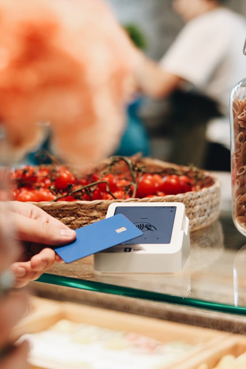 Large POS terminal at checkout